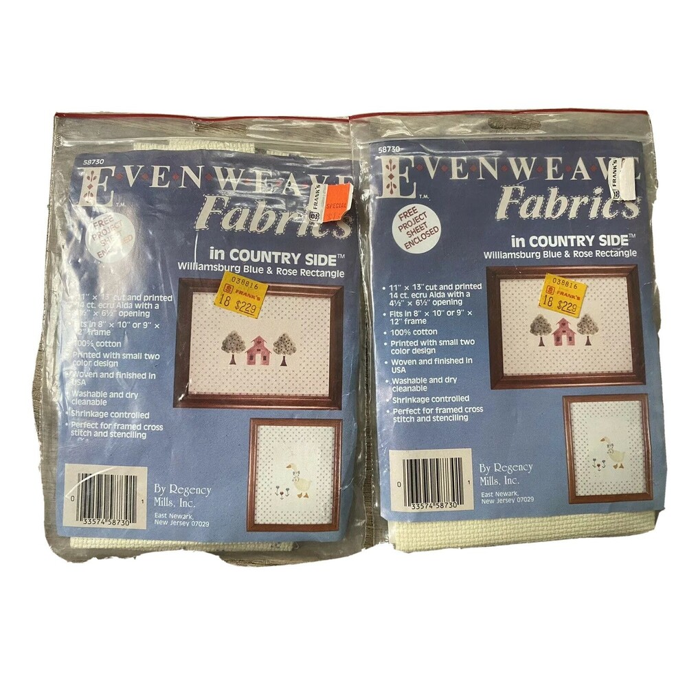 2 Packages Red Blue Evenweave Fabrics Country Side Cross Stitch Cherries NEW